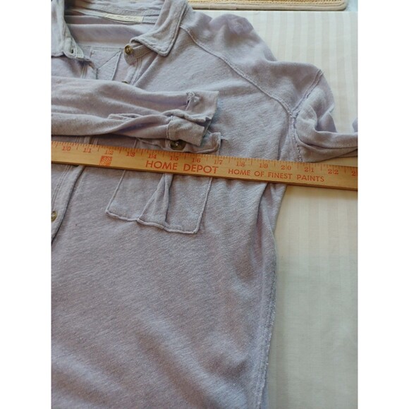 We The Free FP buttoned top S lavender knit linenblend shirt Urban Outfitters - Picture 9 of 10